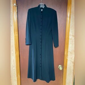 Liz Claiborne Vintage Black Button Down Long Coat Dress Sz 4